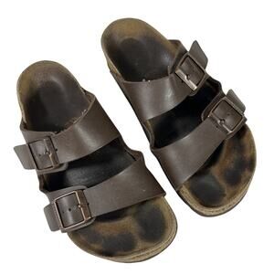 Birkenstock Arizona Mens 2 Buckle Soft Bed Real Leather Brown‎ Sandals 36/6 Birkenstock Arizona Soft Footbed Slide Sandal (Men) - Dark  main image 4